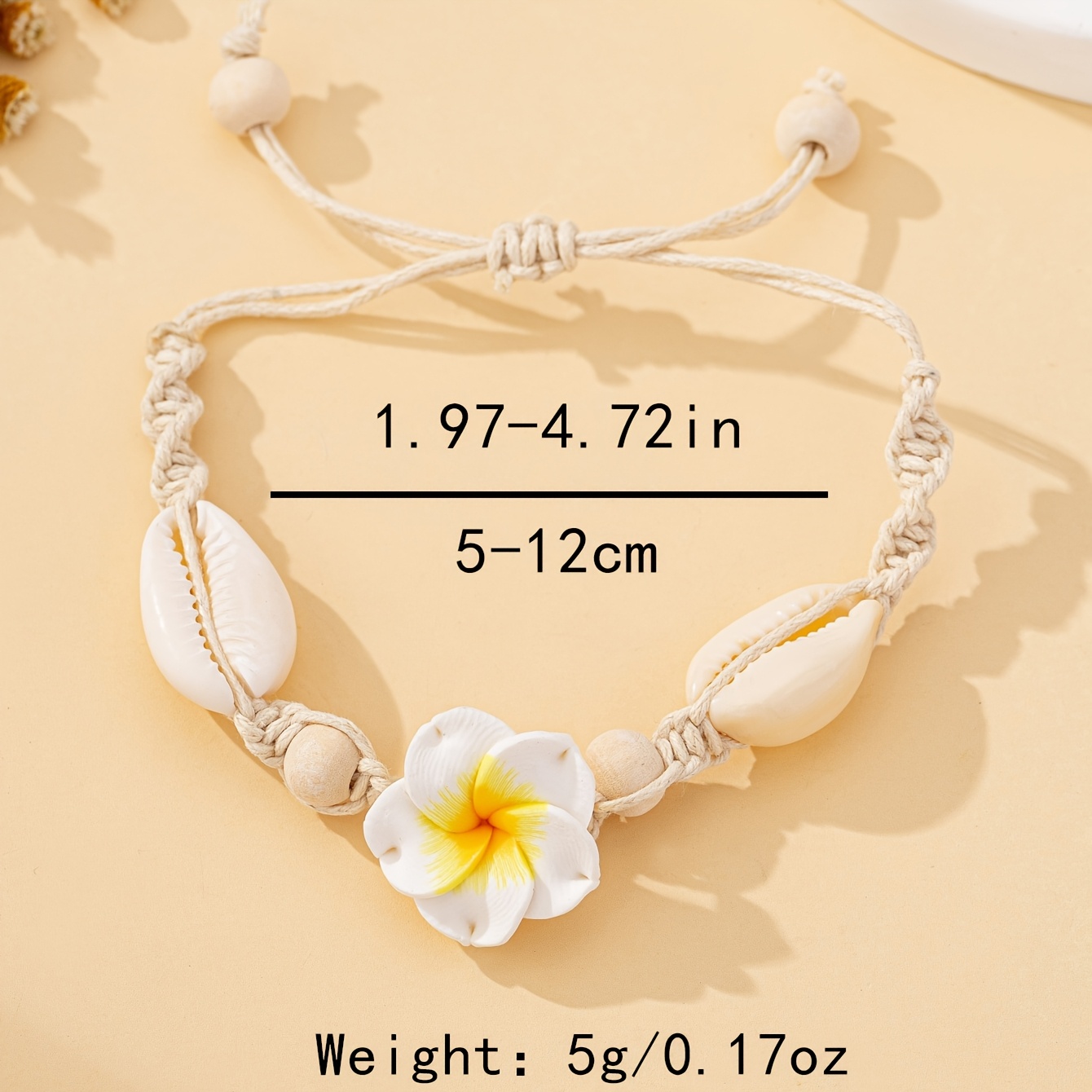 Boho Clay Flower Bracelet with Cowrie Shell Accents